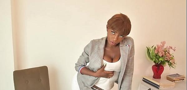 Young ebony woman can do anything to become famous